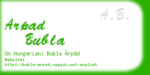 arpad bubla business card
